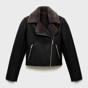 MANGO Shearling-effect Moto Jacket